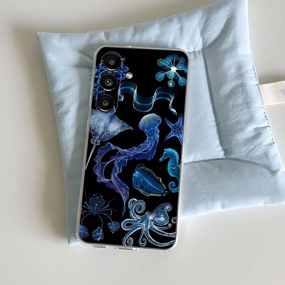 Manta Ray Ocean Animal Phone Case For Samsung S30,23,21,22,20, FE lite,S10,9,8,7 PIus Note20ultra Transparent