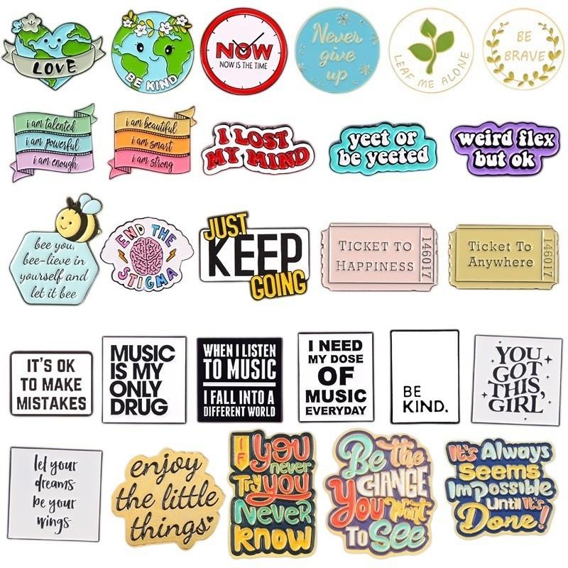 Stylish And Inspirational Metal Letter Brooch Set For Trendy Minimalist Fashion