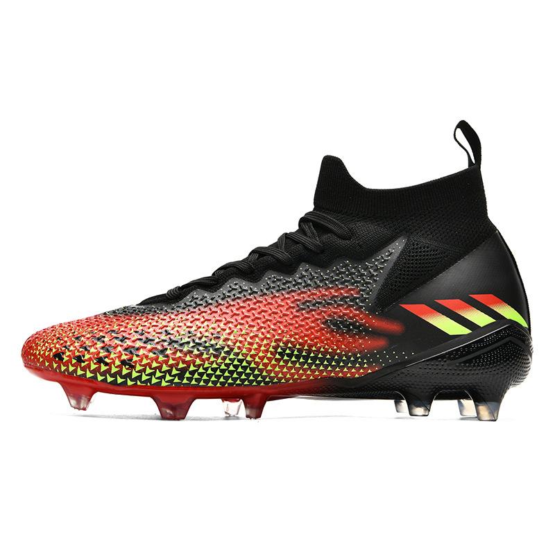 Football shoes men's high spikes seamless flying woven broken nails men's and women's training competition sports shoes