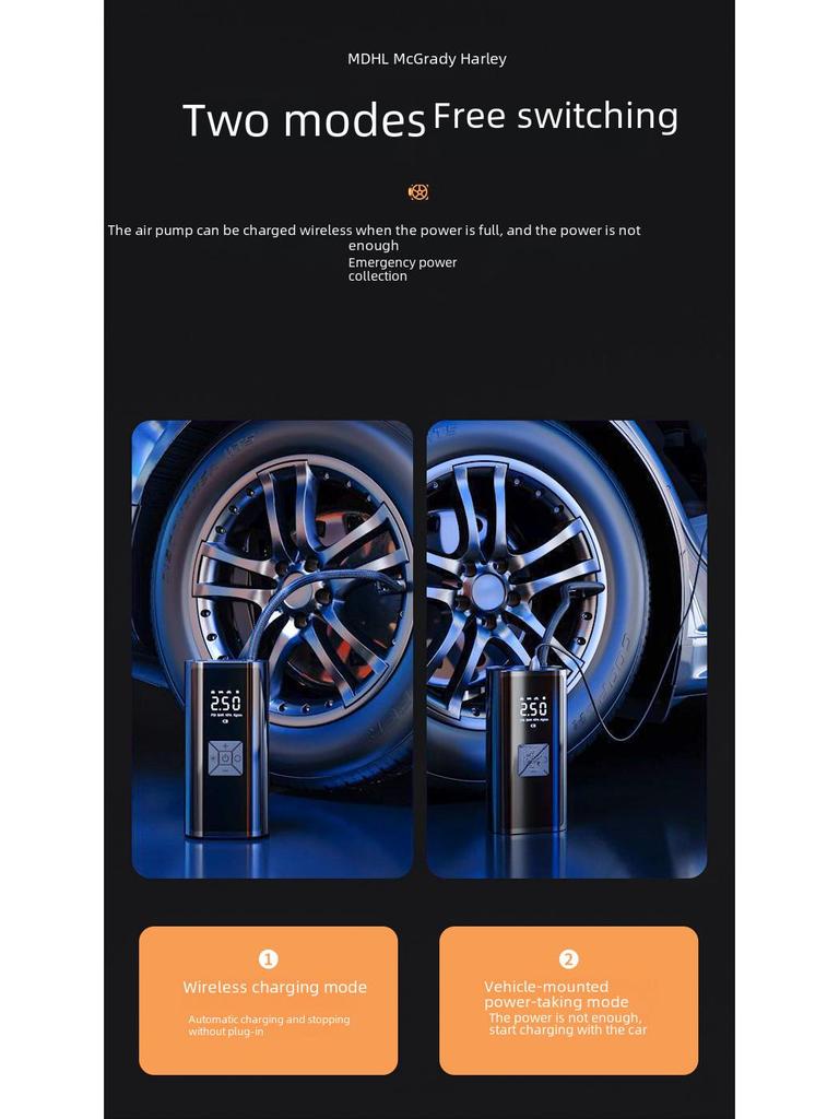 Portable Wireless Electric Car Air Pump with Lighting