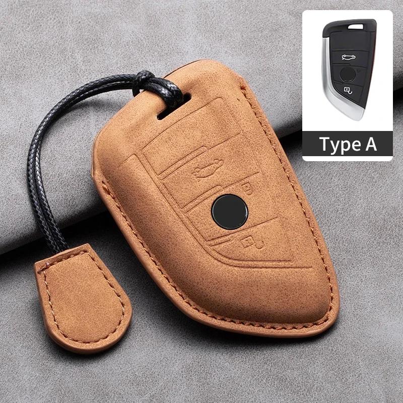 Leather Car Remote Key Case Cover for Bmw F20 G20 G30 X1 X3 X4 X5 G05 X6 X7 G11 F15 F16 G01 G02 F48 1 2 3 4 5 6 7 Series