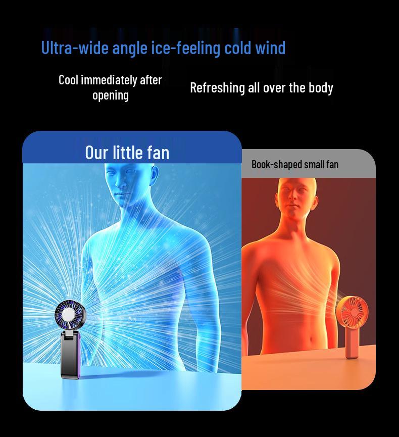 Upgraded Mini Portable Turbo Foldable Neck Fan with USB, Semiconductor Cooling & Digital Display