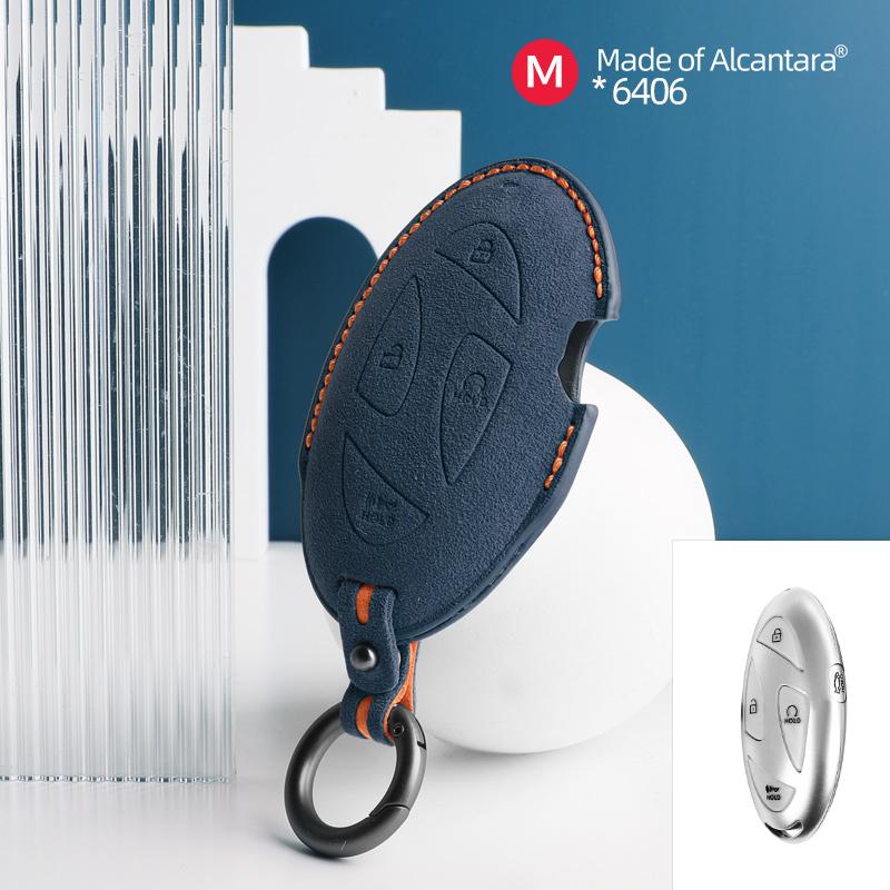 

5 Buttons Car Key Case For Hyundai Grandeur GN7 Kona Ev 2025 Ioniq 6 Auto Smart Remote Suede KeyChain Cover Shell Accessories