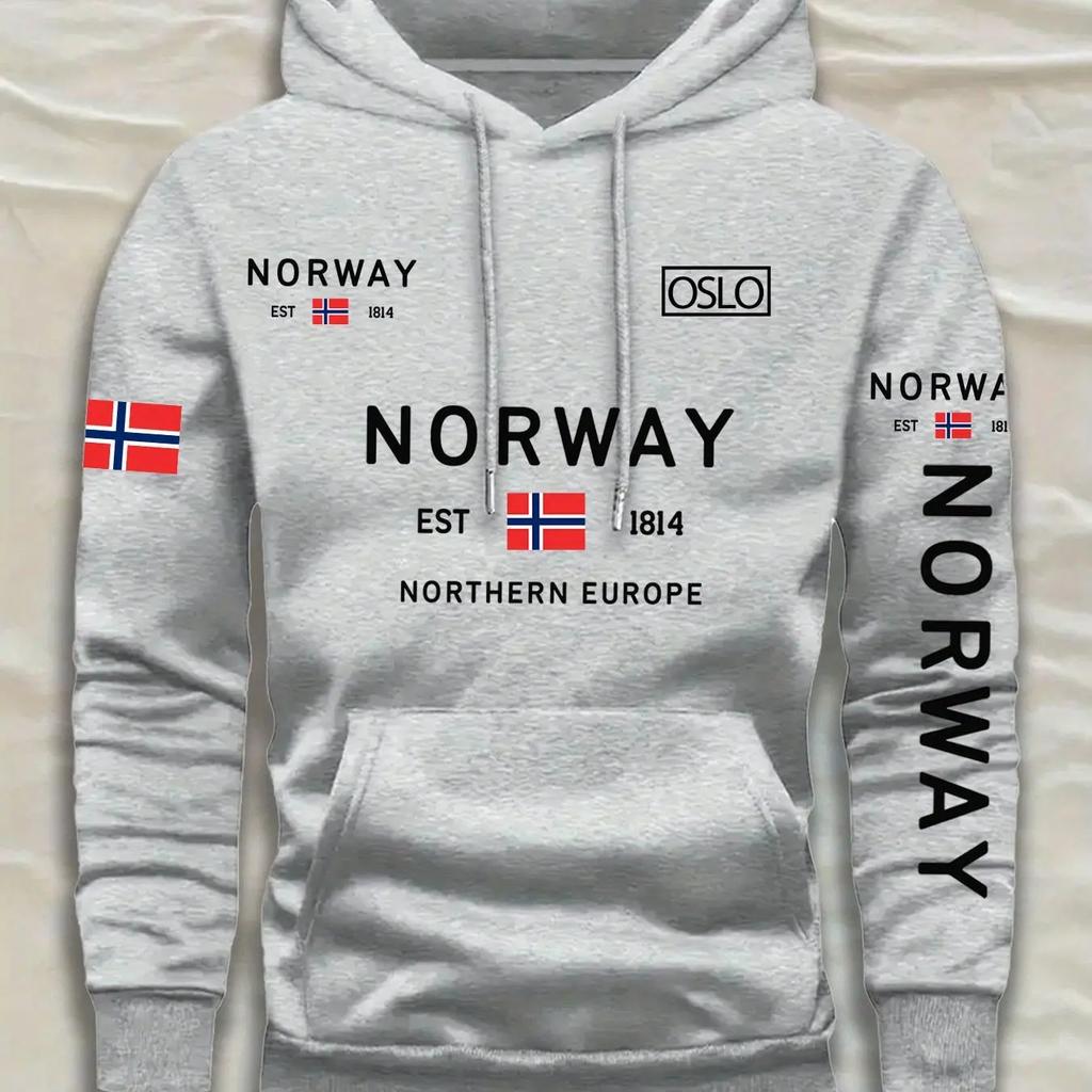 Stamped Multi-color Flag Pattern Sweatshirt Men's Loose Fit Couple's Hooded Casual Jacket Unisex Holiday Gift