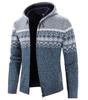 Men's Autumn Winter Zippered Hooded Sweater Cardigans - Thick Patterned Warm Knitwear for Casual Style
