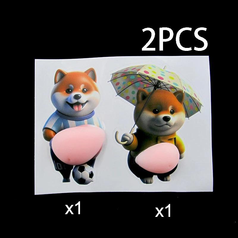 3D Shiba Inu Dog Belly Sticker, Cute Orange Apparel Shiba Inu Stickers, Kawaii Chubby Shiba Inu (Design),Silicone Self-Adhesive белый