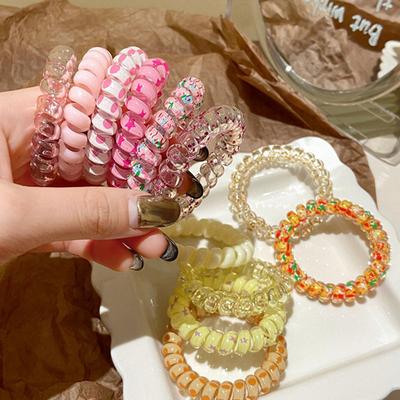 4/6Pcs Hair Ropes Waterproof Telephone Cable Hair Ties Swimming Bathing Small Stretchy Hair Rings Ponytails Buns Hair Band