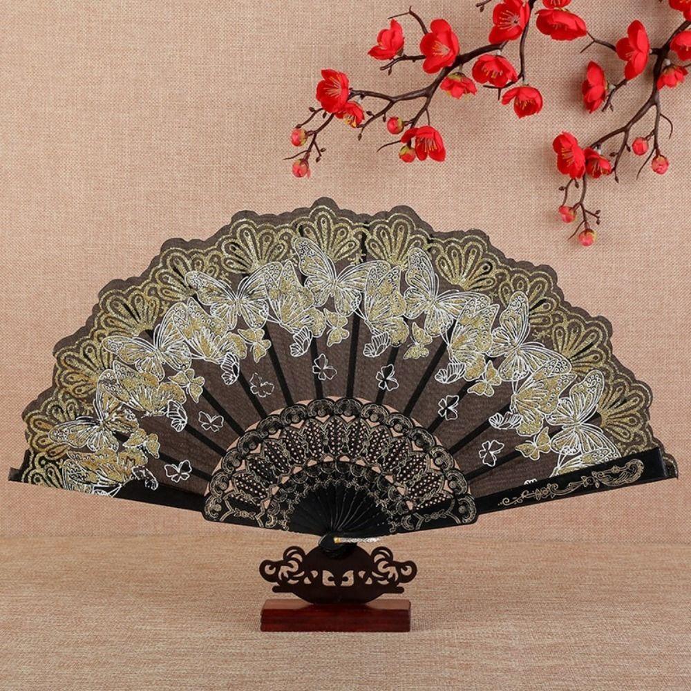 Handheld Decorative Fan Butterfly Pattern Hand Fans Chinese Style Folding Fan  Home Decoration