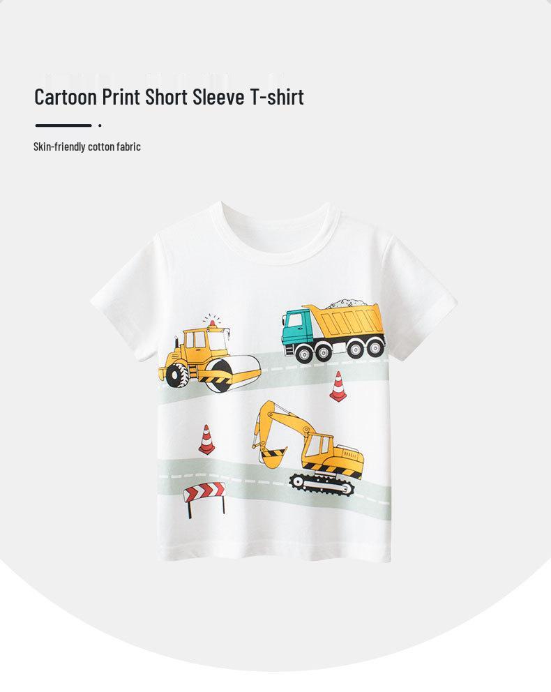 27kids 2024 Summer New Children's Short-Sleeved T-Shirts for Baby Boys
