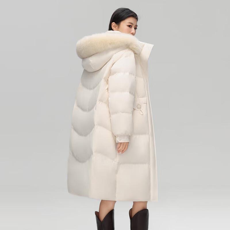 Xuezhongfei Women's Mid-Length Hooded Down Jacket