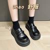 One-pedal women's spring new trendy with small thick-soled muffin British small leather shoes women's single shoes