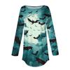 Moda para Mujer Suelto Cuello Redondo Halloween Estampado Manga Larga Camiseta Top Jersey