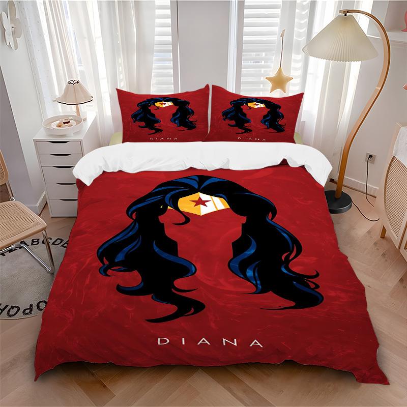 

3pcs Wonder Woman Bedding Set, Soft Polyester Duvet Cover and Pillowcases Machine Washable Seasons all suitable, Design for Bedroom342 135x200cm
