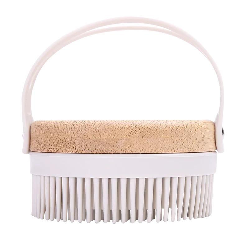 Silicone Body Scrubber Facial Care Bath Brush Gentle Exfoliating with Wooden Base Soft Bristle Skin Care Tools Bath Accessory