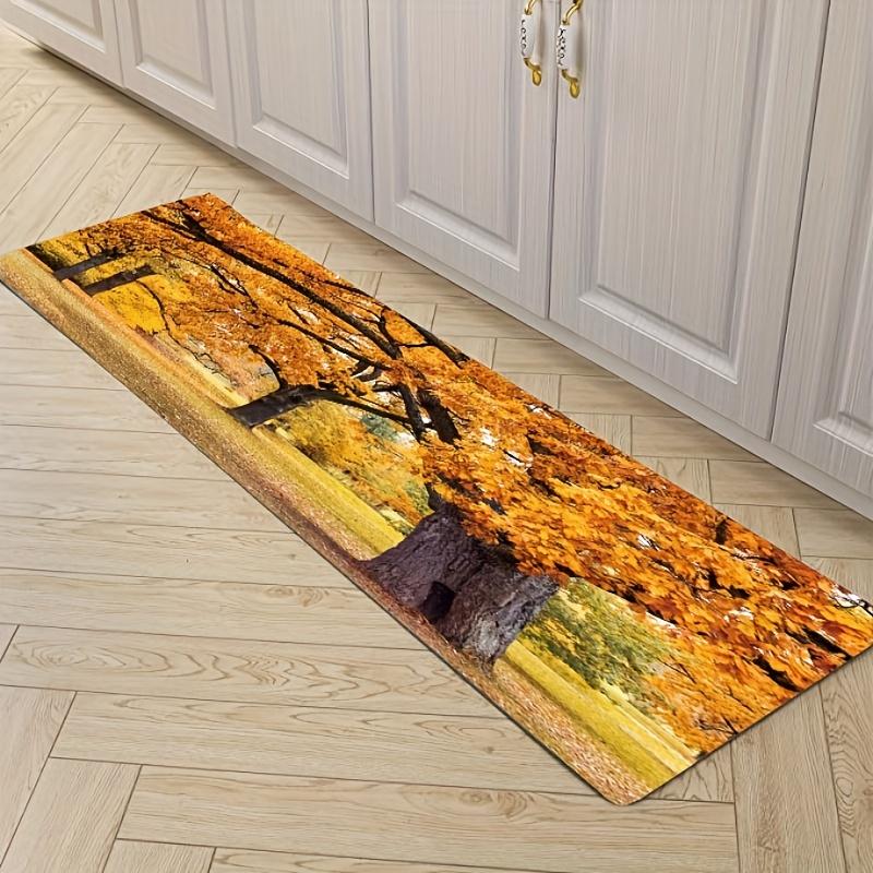 1Pcs Autumn Leaves Absorbent Non Slip Mat Soft Thickened Kitchen Floor Mat Waterproof Non-slip Oil-proof Floor Mat Runner Rug