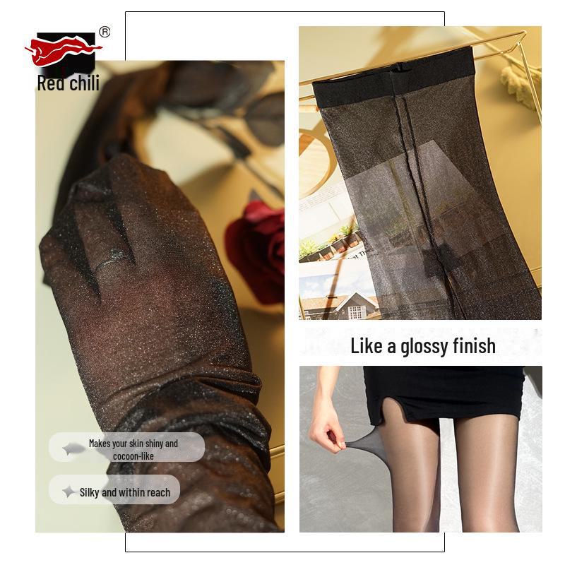 Shiny Red Pepper Ultra-Thin Sexy Pantyhose - Anti-Hook Silk Stockings for Women