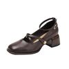 Square head thick heel shallow mouth Mary Jane shoes children's 2025 spring new one-word with small fragrant style retro French single shoes