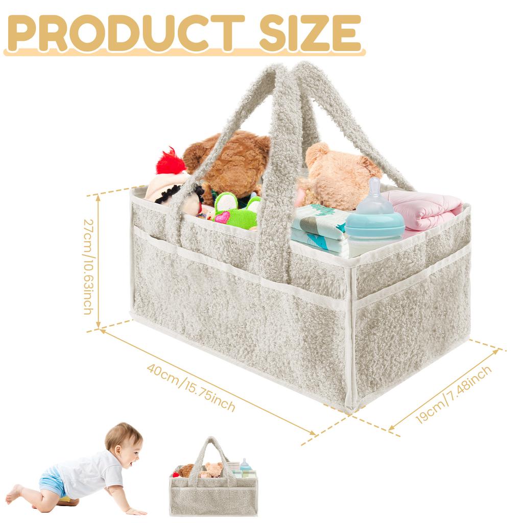 Plüsch Windelorganizer Tragbarer Baby-Windel-Caddy Aufbewahrungskorb mit Mehrfachfächern Neugeborenenartikel Windeltaschen Organizer