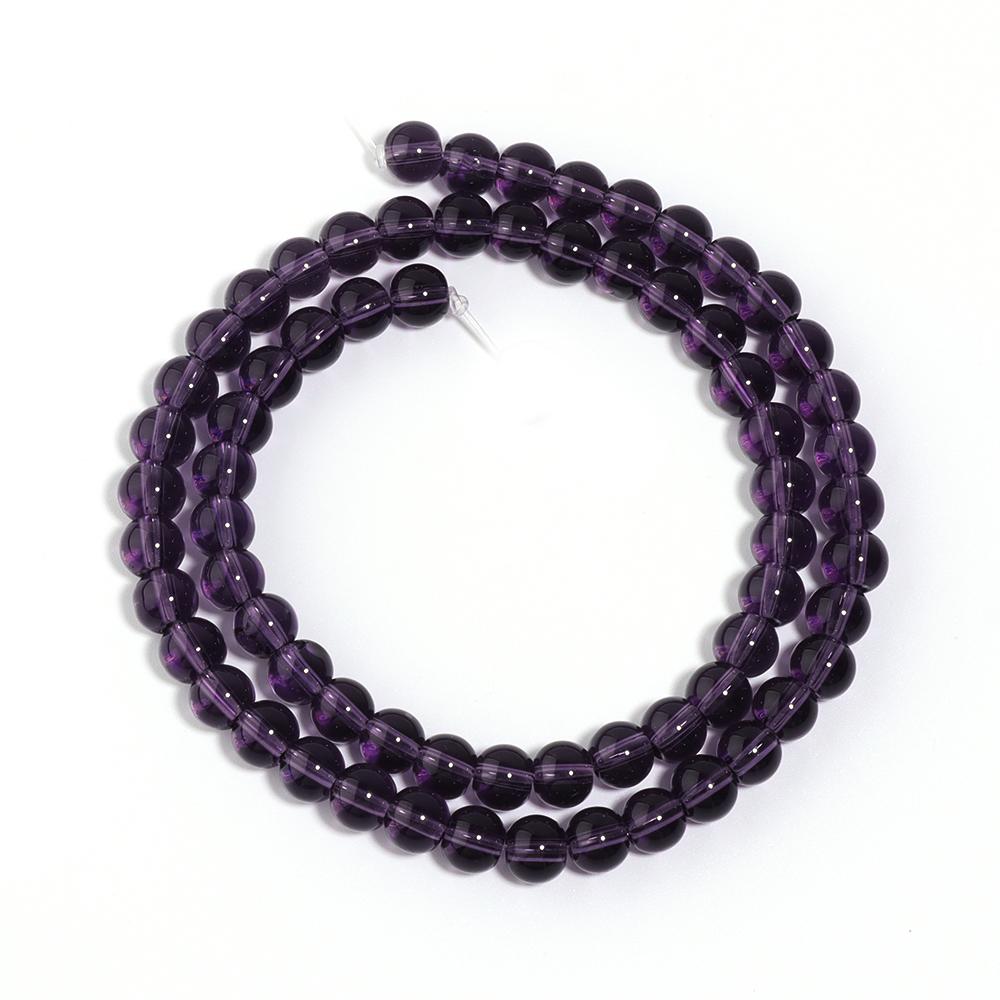 1 Strand 4/6/8/10/12mm Purple Glass Beads Round Smooth Loose Spacer Beads For Jewelry Making DIY Bracelets Necklace Accessories