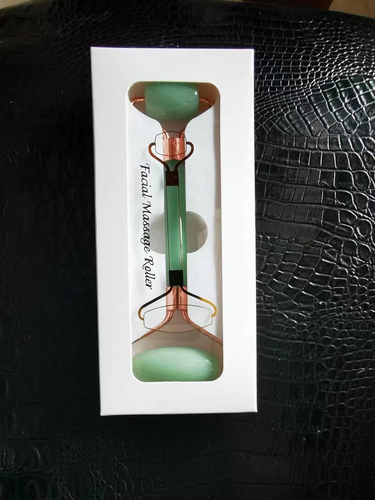 Podwójny wałek jadeitowy i skrobak Gua Sha do masażu twarzy dla relaksu i liftingu