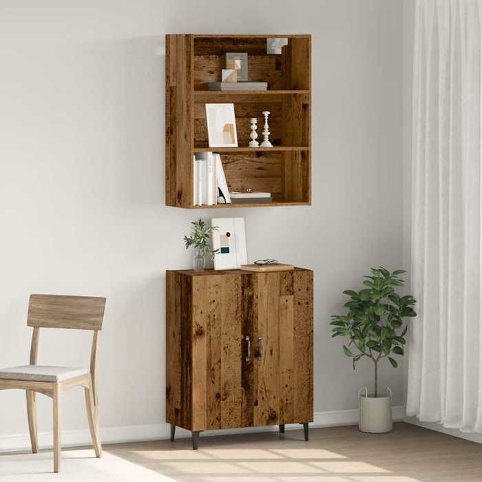 VidaXL Buffet avec armoire murale vieux bois bois d'ingénierie, meuble de rangement, meuble de rangement de cuisine, meuble 3329223