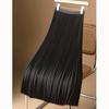 Womens Solid Pleated Elegant Midi Elastic Waist  Skirt