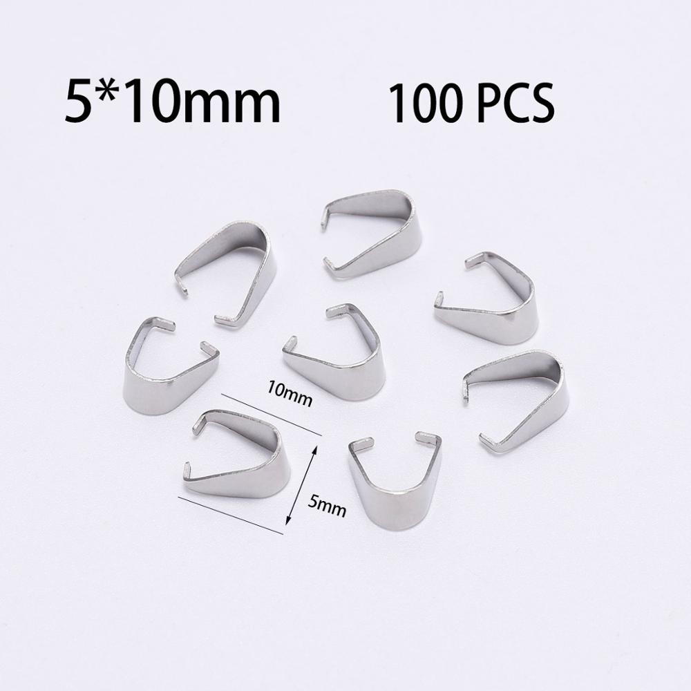 50-100Pcs Stainless Steel Pendant Clasps Hook Clips Bails Bail Bead Necklace Pendants Connectors For Jewelry Making Findings DIY