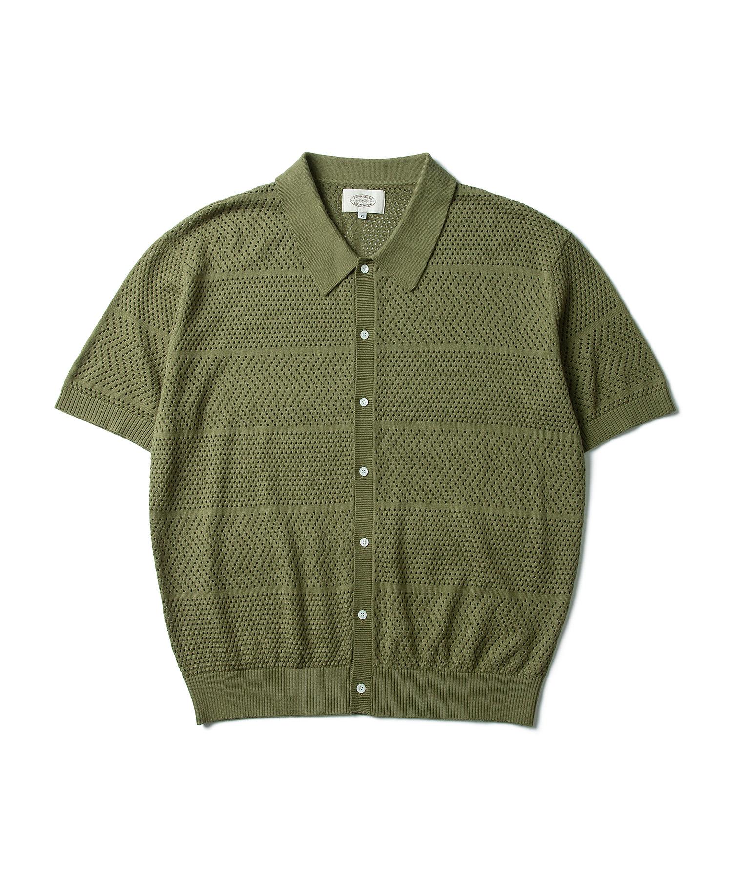 Amphist Amalfi Crochet Half Shirt Olive Large