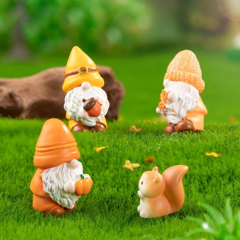 Set Of 3 Resin Leaf Miniatures Gnomes Ideal for Indoor and Outdoor Use Adds Unique Charm to Any Home or Garden Setting