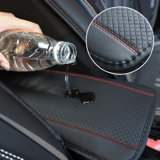 PU Leather Car Non-slip Central Armrest Box Cover Protector Pad Black/Red Line