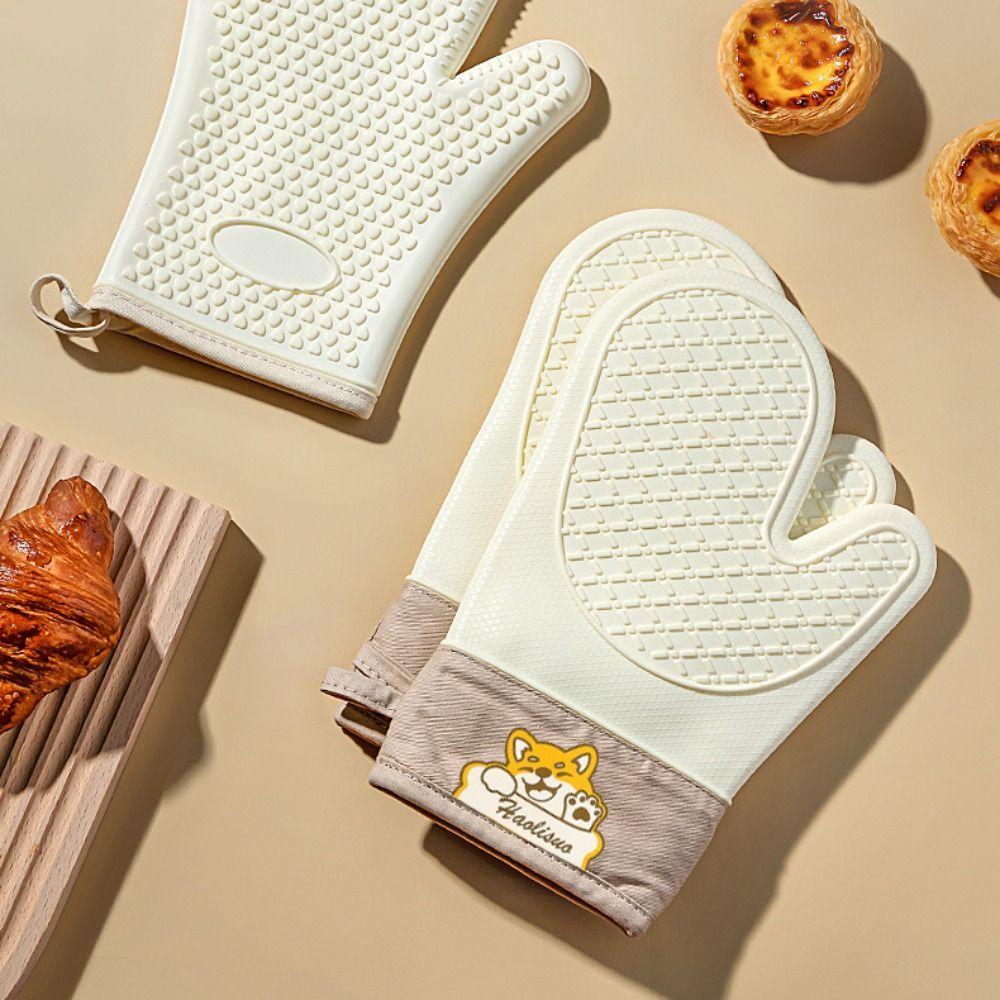 2 ks Zesílené troubové rukavice Protiskluzové rukavice odolné vůči vysokým teplotám Víceúčelové pekařské chňapky Vaření