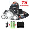 T6 Powerful Headlamp Rechargeable Led Headlight 90° Adjustable Torch Outdoor Fishing Hunting Camping Portable Flashlight Lantern