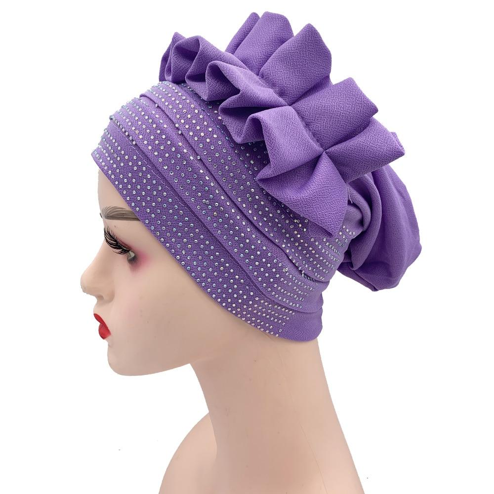 Shiny Diamonds Flower Turban Hat