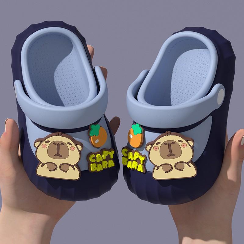 Kids Capybara Slide Sandals Boys Girls Indoor Home Slippers With Anti-Slip Sole Quick-Dry Breathable Footwear