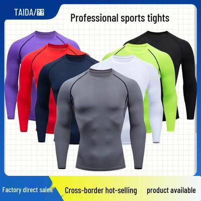 Herren Kompressions-Laufshirt mit langen Ärmeln - Hohe Elastizität, Schnelltrocknend, Perfekt für Training und Basketball.