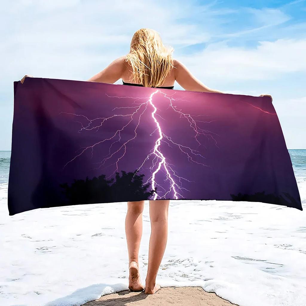 Oversized Beach Towel,Lighting Print Extra Large Big Pool Swim Travel Soft Towel Blanket Camping Cruise Lounge Chair Cover Gift