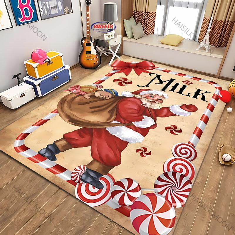Christmas Vintage Poster Theme Carpet New Release! Rugged for Living Rooms Bedrooms, Office Areas,Durable Machines Washable Mats