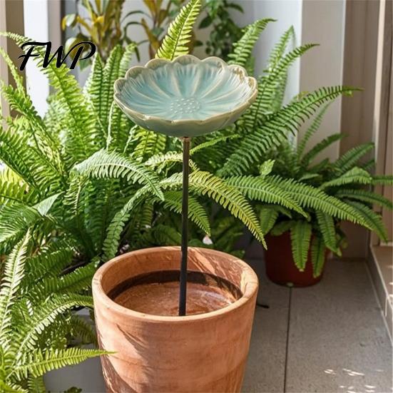 Bee Watering Station Ceramic Flower Feeder, Garden Station, Outdoor Feeder Decorative Butterfly Cup for Thirsty Pollinators Patio Yard Decor