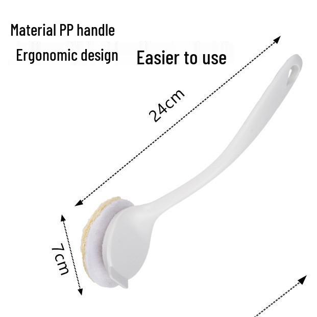 Non-Scratch Loofah Pot Brush with Long Handle - Keeps Hands Clean for Effective Kitchen Cleaning & Degreasing