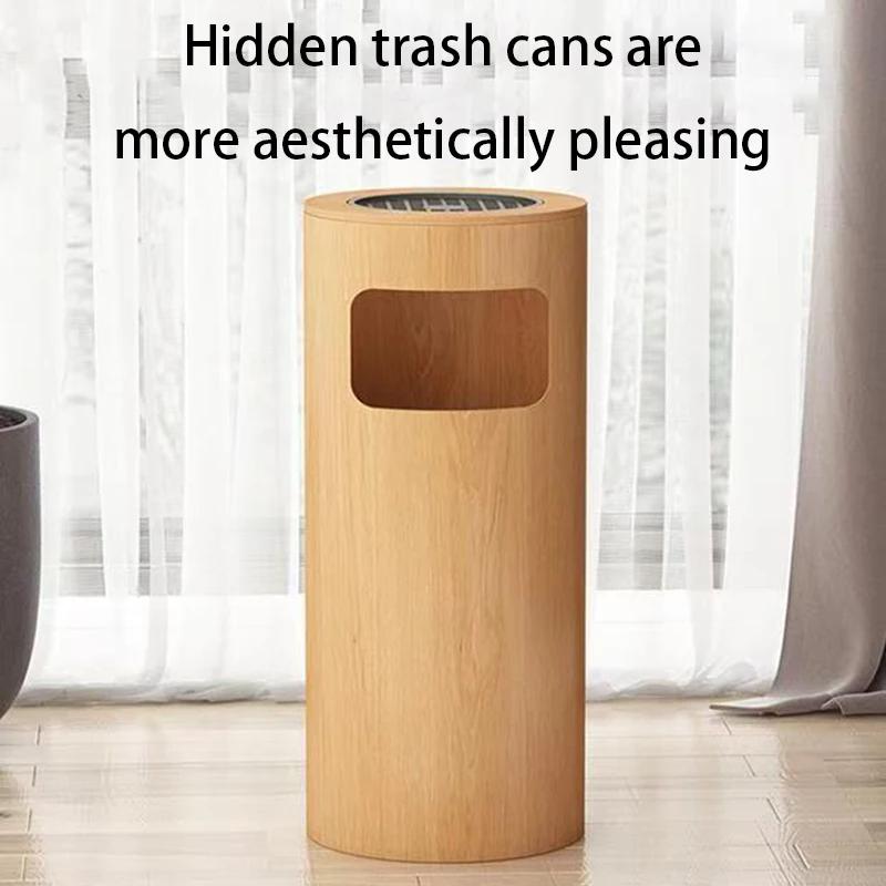 Wood Waste Bins Round Bucket Wastebasket Large Rectangular Dustbin Living Room Separate Litter Bins Home Cleaning Utilities