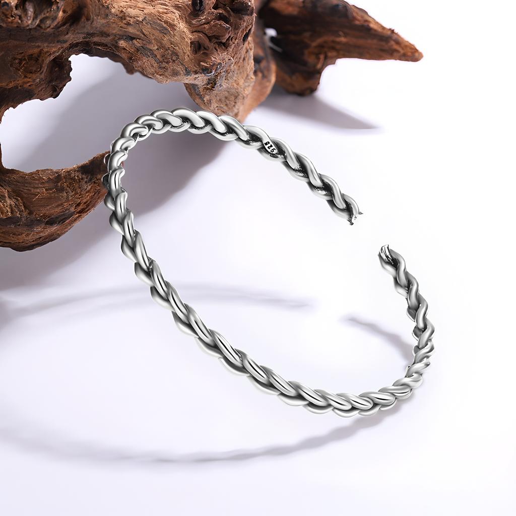 PANJBJ 925 Sterling Silver Feather Adjustable Couple Bangle Gothic Punk Design Women Jewelry Gift Lucky Bracelet Dropshipping