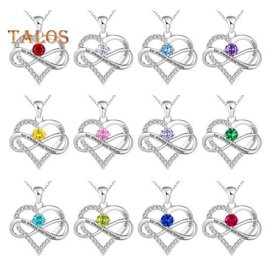 Heart Necklace for Women Romantic I Love You Forever Cubic Zirconia Heart Pendant Necklace for Valentine's Day Anniversary Gift