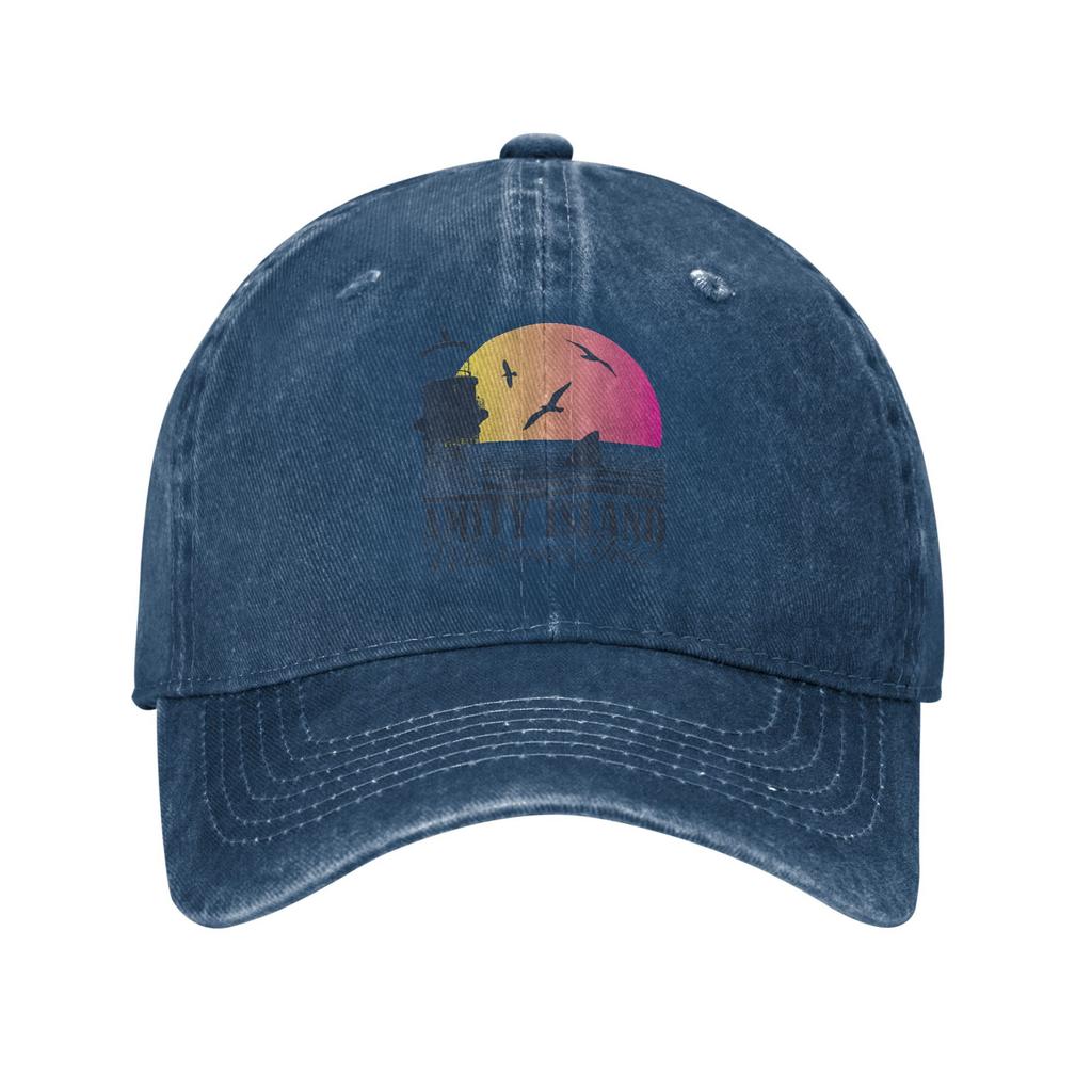 Retro Jaws Amity Island Welcomes You Baseball Caps Men Women Distressed Denim Sun Cap Shark Sunset Outdoor Hat