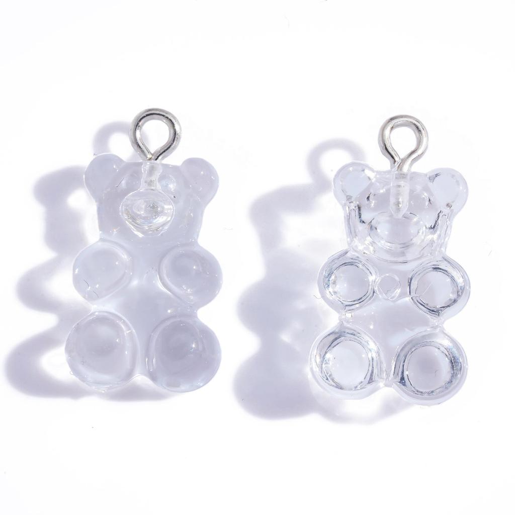 Colorful Transparent Bear Resin Pendant for DIY Jewelry and Keychains