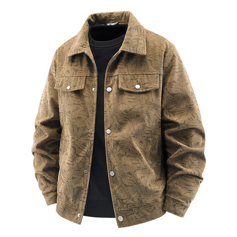 New Young Students Autumn Corduroy Jacket Slim Spring and Autumn Lapels Young and Middle-aged Casual Coat Men
