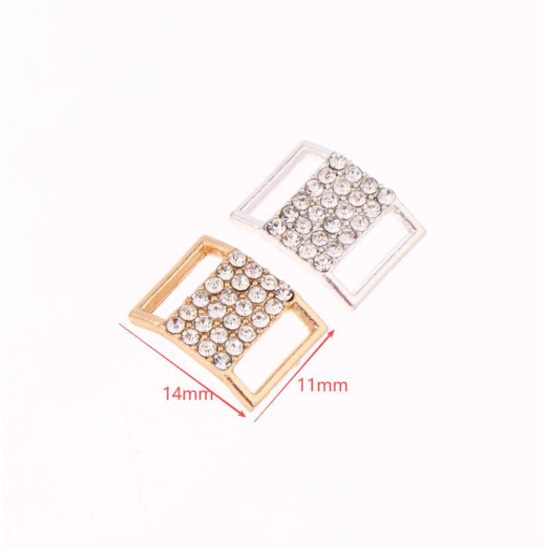 10 Peças 10*15MM Fivela Conector de Bikini com Strass Corrente de Liga Acessórios Decorativos de Strass para Roupa de Banho Joias DIY