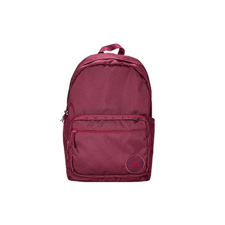 Converse Go 2 Backpack Student Lightweight Casual Large Capacity Solid Color Polyester Backpack Unisex Backpacks Burgundy 10019900-A12 Burgundy