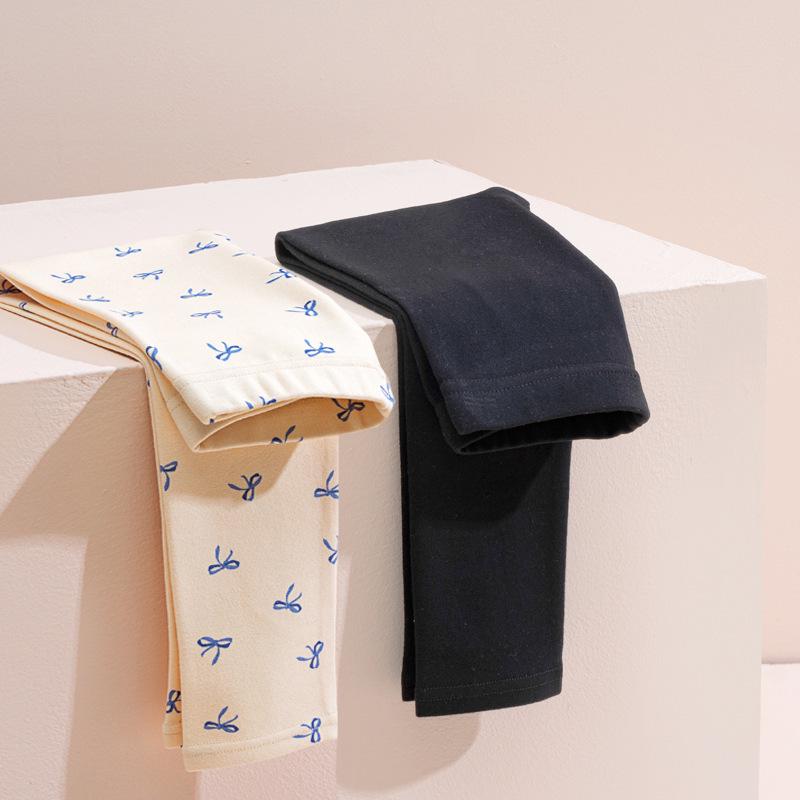 Zweiteiliges Set: Hochelastische, gebürstete Baumwoll-Leggings für Mädchen für Herbst/Winter