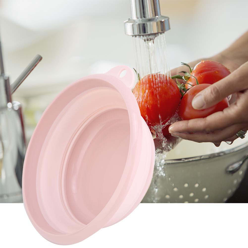 Ciotola Pieghevole da Viaggio per Campeggio all'Aperto Cucina Plastica Pieghevole Vasca per Piatti;rosa: