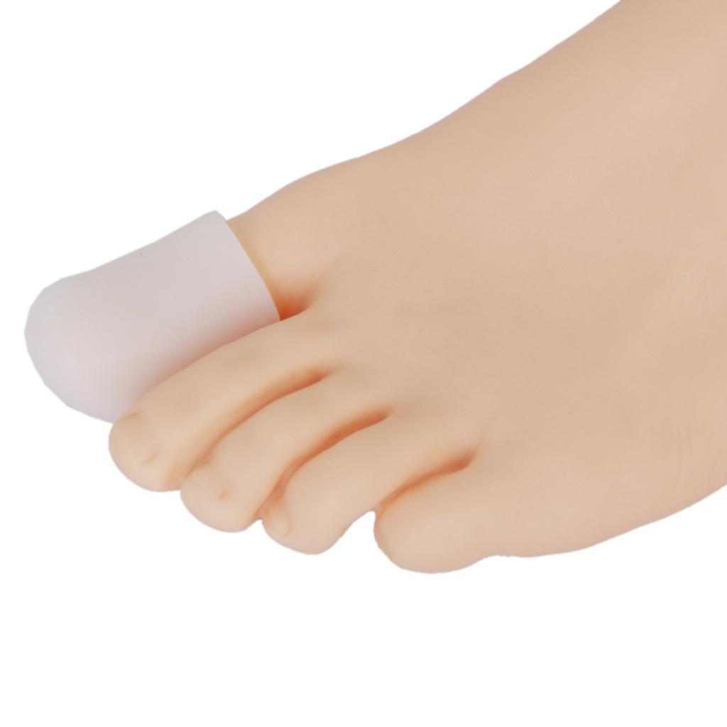 Pair Of Silicone Gel Reusable Washable Toe Caps Pain Reliever FIT FOR Adult Big White